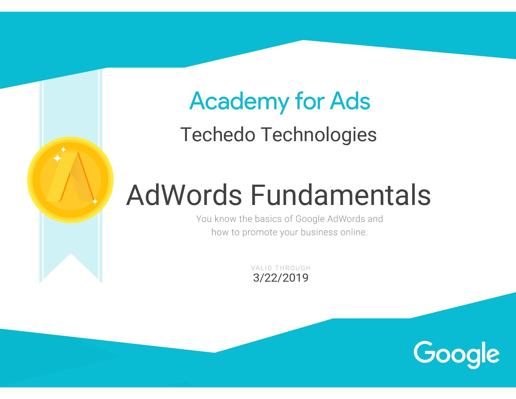 AdWords Fundamentals Certificate